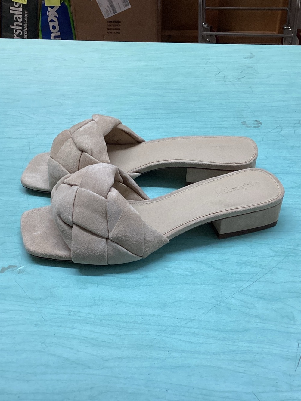 J. McLaughlin Braided Slide Mules in Beige Taupe